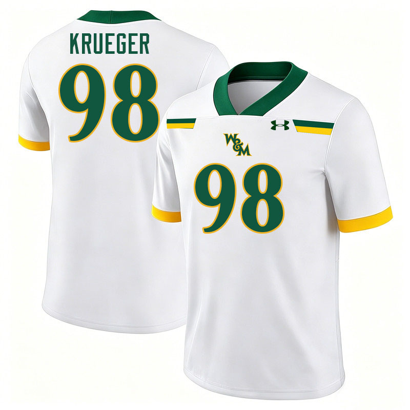 William & Mary Tribe #98 Justin Krueger College Football Jerseys,Uniforms-White